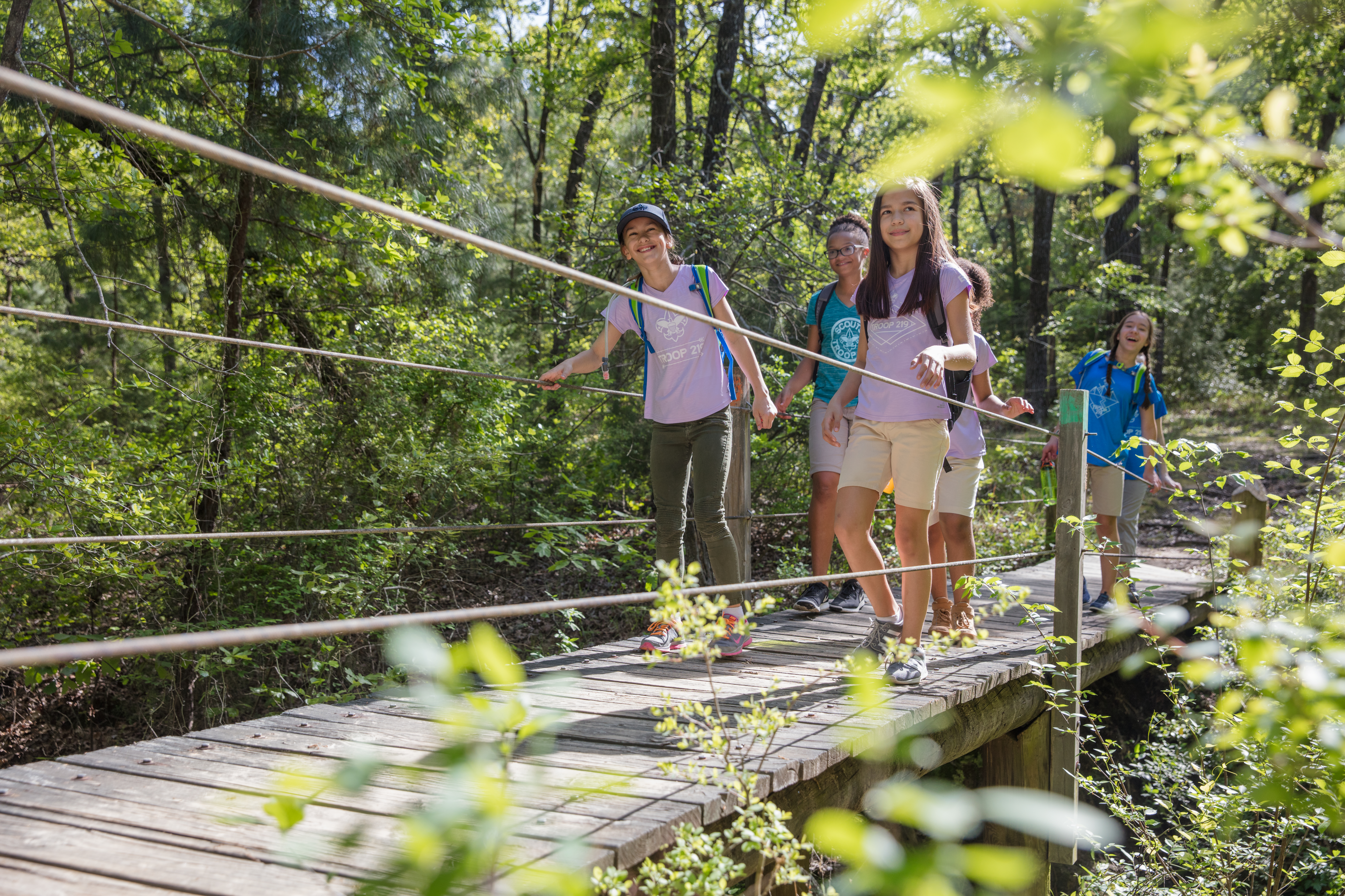 Scouts hiking on mountain trails